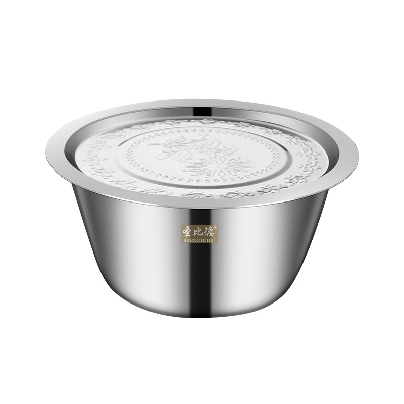 SHENG BI DE Stainless Steel Mixing Bowl, 6 Sizes Available (18/20/22/24/26/28cm), Healthy Non-Coated Kitchen Bowl for Baking, Prepping, Washing Rice & Marinating (Single Piece)