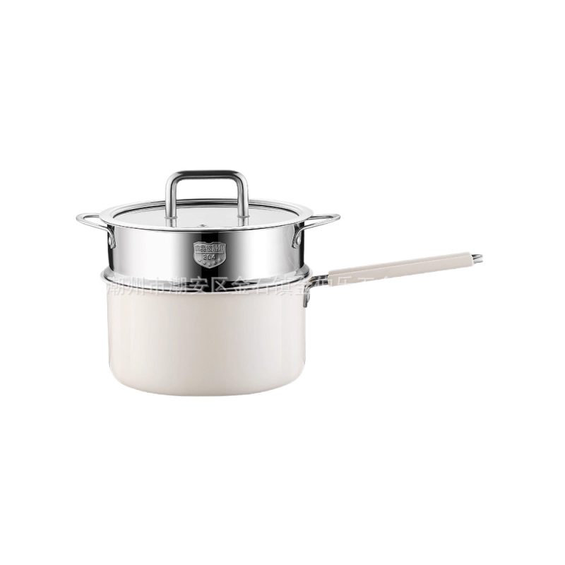 316L Stainless Steel Milk Pan with Ceramic Coating – 5-Ply Tri-Layer Small Saucepan | 0 Fluoride, 0 Lead, Non-Toxic Baby Food Pot | 16cm/18cm, Induction Compatible