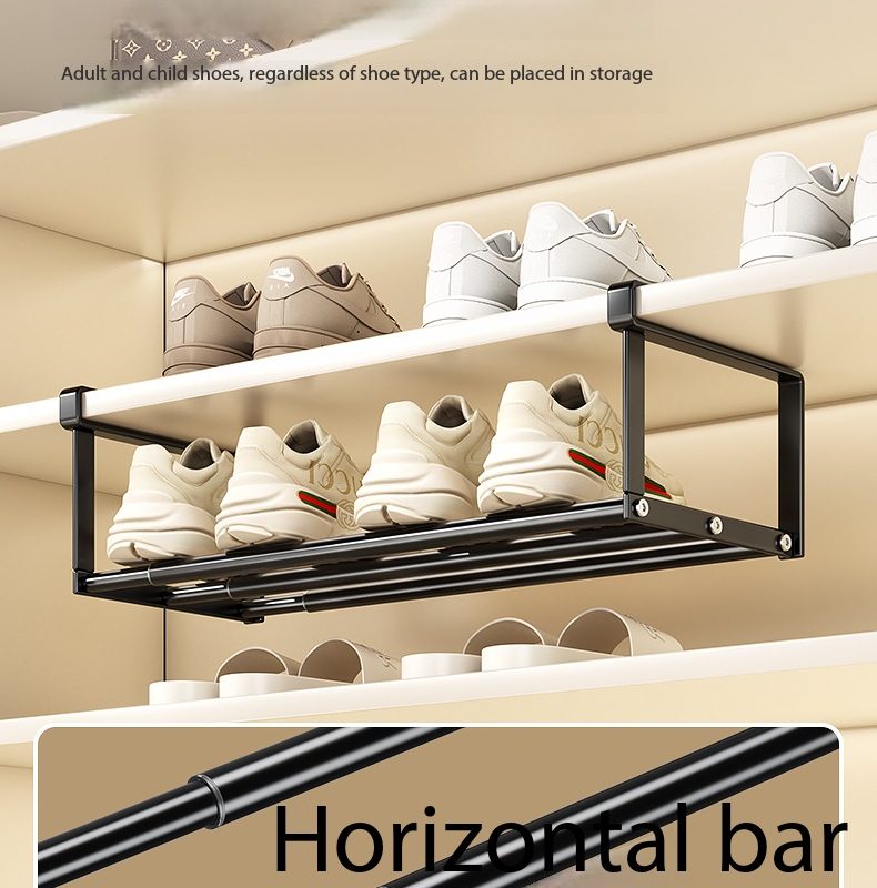 Adjustable Carbon Steel Shoe Rack Organizer - No-Drill, Space-Saving Shoe Holder for Entryway, Closet, Kitchen, Bathroom | 3 Sizes (42cm Fixed / 30-50cm / 50-90cm) & 3 Colors (White/Black/Grey) JDC21009