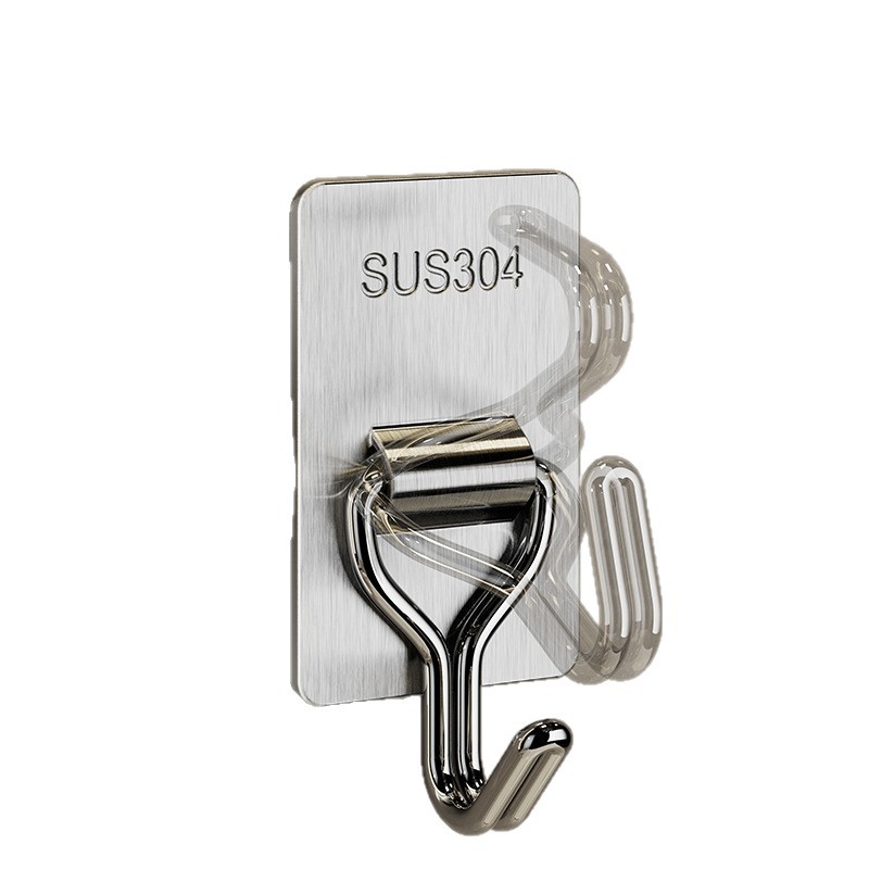 JDB13007 Heavy Duty Stainless Steel Wall Hooks, Waterproof Adhesive Hooks No Drilling, Rustproof Single Towel Hook for Bathroom, Kitchen, Entryway (Brushed Finish)