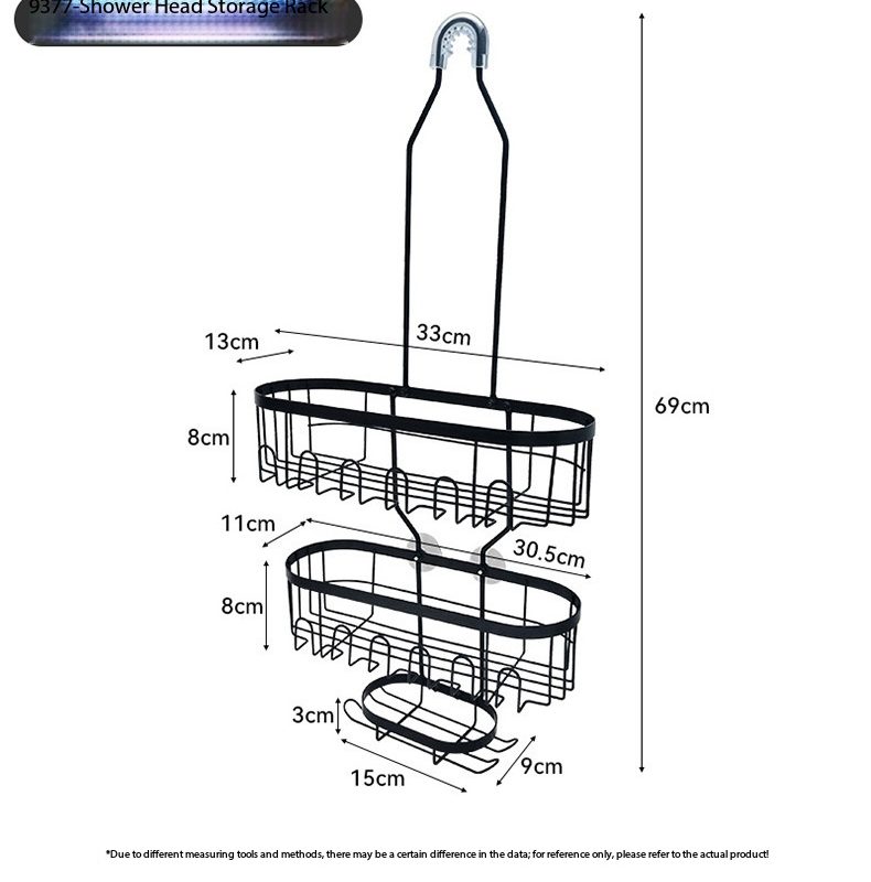 JDK15002 Hanging Shower Caddy Over Shower Head - No-Drill Bathroom Shower Organizer with Soap Holder, Dual Tier Rustproof Shower Shelf for Shampoo Conditioner, Easy Install Hanging Basket for Bathroom Accessories (Matte Black)